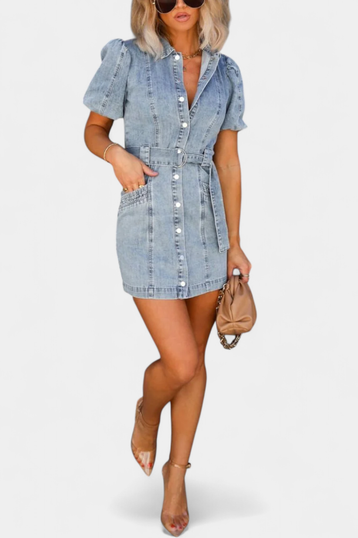 Orlena Mini-Kleid aus gewaschenem Denim