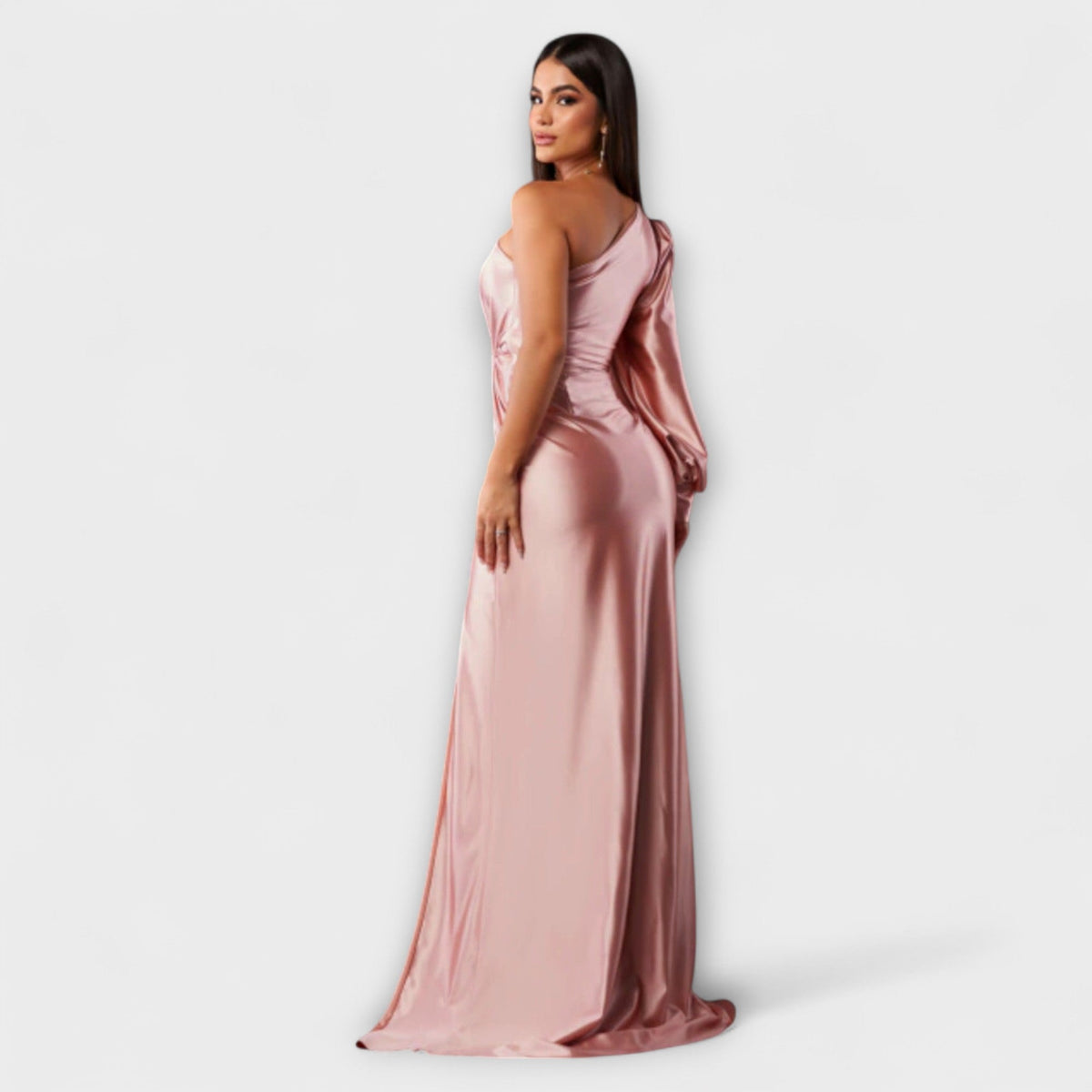 Elisa - Petrolfarbenes One-Shoulder-Kleid mit Raffung
