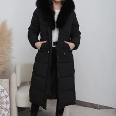 LIVIA langer gesteppter Wintermantel in Schwarz