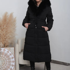 LIVIA langer gesteppter Wintermantel in Schwarz