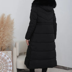LIVIA langer gesteppter Wintermantel in Schwarz