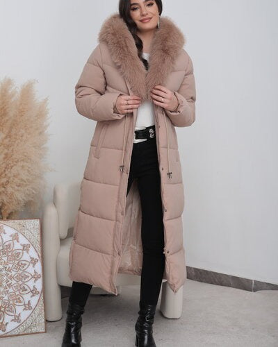 LIVIA langer gesteppter Wintermantel in Beige